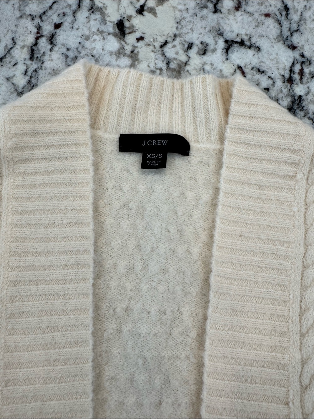 J.Crew Cable Knit Long Cardigan XS/S Merino Wool Alpaca Ivory - Picture 9 of 10